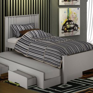Cama Solteiro Milano com Auxiliar, para Colchão no Tamanho 88x138 Cm