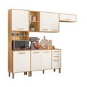Ver imagem 3 de Cozinha Completa Modulada 4 Peças 8 Portas 2 Gavetas Maria Flor Branco/Freijo/Off White