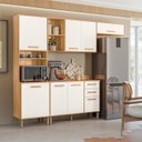 Ver imagem 1 de Cozinha Completa Modulada 4 Peças 8 Portas 2 Gavetas Maria Flor Branco/Freijo/Off White