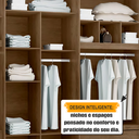 Ver mais imagens de Guarda-Roupa Casal com 6 Portas e 4 Gavetas Internas com Maleiro Canadá Cinza/Cinamomo/Grafite