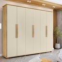 Ver imagem 1 de Guarda-Roupa Casal com 6 Portas e 4 Gavetas Internas com Maleiro Canadá Off White/Cinamomo