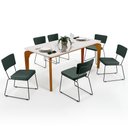 Ver imagem 1 de Mesa De Jantar Capri 160cm Off White Nature Com 6 Cadeiras Allana B05 Linho Verde Musgo - Lyam