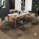 Ver imagem 2 de Mesa De Jantar Capri 160cm Off White Nature Com 6 Cadeiras Allana B05 Linho Verde Musgo - Lyam