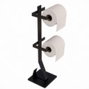 Ver imagem 1 de Porta Papel Higiênico De Chão Para Lavabos Preto Fosco Duplo