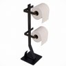 Porta Papel Higiênico De Chão Para Lavabos Preto Fosco Duplo - 1