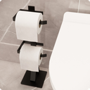 Ver imagem 2 de Porta Papel Higiênico De Chão Para Lavabos Preto Fosco Duplo