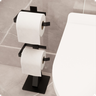 Porta Papel Higiênico De Chão Para Lavabos Preto Fosco Duplo - 2