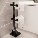 Ver imagem 3 de Porta Papel Higiênico De Chão Para Lavabos Preto Fosco Duplo