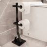 Porta Papel Higiênico De Chão Para Lavabos Preto Fosco Duplo - 3