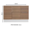 Ver imagem 3 de Balcão Gabinete de Pia Madesa Stella 2 Portas e 3 Gavetas (Sem Tampo e Pia) Branco/Rustic