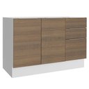 Ver imagem 1 de Balcão Gabinete de Pia Madesa Stella 2 Portas e 3 Gavetas (Sem Tampo e Pia) Branco/Rustic