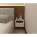 Ver imagem 1 de Mesa de Cabeceira 30cm Branco Off White com Gaveta e Nicho