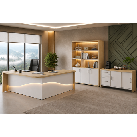 Conjunto Escritório Artany: Mesa, Balcão e Estante