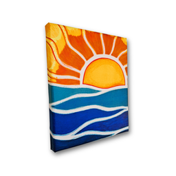 Mini Quadro Decorativo de Sol Estilizado Pintados a Mão em Acrílico Medindo 30x25cm - 5