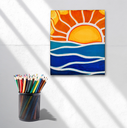 Ver imagem 1 de Mini Quadro Decorativo de Sol Estilizado Pintados a Mão em Acrílico Medindo 30x25cm