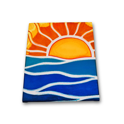 Mini Quadro Decorativo de Sol Estilizado Pintados a Mão em Acrílico Medindo 30x25cm - 4