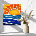 Ver imagem 2 de Mini Quadro Decorativo de Sol Estilizado Pintados a Mão em Acrílico Medindo 30x25cm