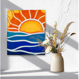 Mini Quadro Decorativo de Sol Estilizado Pintados a Mão em Acrílico Medindo 30x25cm - 2