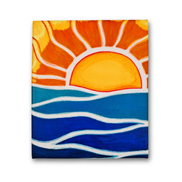 Mini Quadro Decorativo de Sol Estilizado Pintados a Mão em Acrílico Medindo 30x25cm - 3