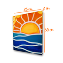 Ver mais imagens de Mini Quadro Decorativo de Sol Estilizado Pintados a Mão em Acrílico Medindo 30x25cm