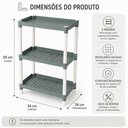 Ver mais imagens de Prateleira Organizadora Tripla 3 Andares Plastica Cinza Multiuso para Brinquedos Livros Infantil com