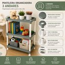 Ver imagem 6 de Prateleira Organizadora Tripla 3 Andares Plastica Cinza Multiuso para Brinquedos Livros Infantil com