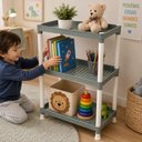 Ver imagem 5 de Prateleira Organizadora Tripla 3 Andares Plastica Cinza Multiuso para Brinquedos Livros Infantil com