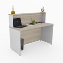 Ver imagem 7 de Balcão Atendimento Recepção Consultório 120x60cm Bege/Carvalho/Branco