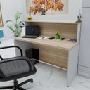 Ver imagem 3 de Balcão Atendimento Recepção Consultório 120x60cm Bege/Carvalho/Branco