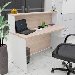 Balcão Atendimento Recepção Consultório com Gaveta 120x60cm - 2