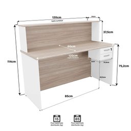Balcão Atendimento Recepção Consultório com Gaveta 120x60cm - 5
