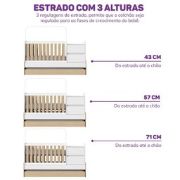 Berço Cama Multifuncional Auri com 2 Gavetas e Cama Auxiliar Casatema - 8