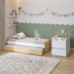 Berço Cama Multifuncional Auri com 2 Gavetas e Cama Auxiliar Casatema - 5