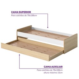 Berço Cama Multifuncional Auri com 2 Gavetas e Cama Auxiliar Casatema - 13