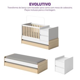 Berço Cama Multifuncional Auri com 2 Gavetas e Cama Auxiliar Casatema - 6