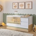 Ver imagem 1 de Berço Cama Multifuncional Auri com 2 Gavetas e Cama Auxiliar Casatema MadeiraOriginals Branco/Carval
