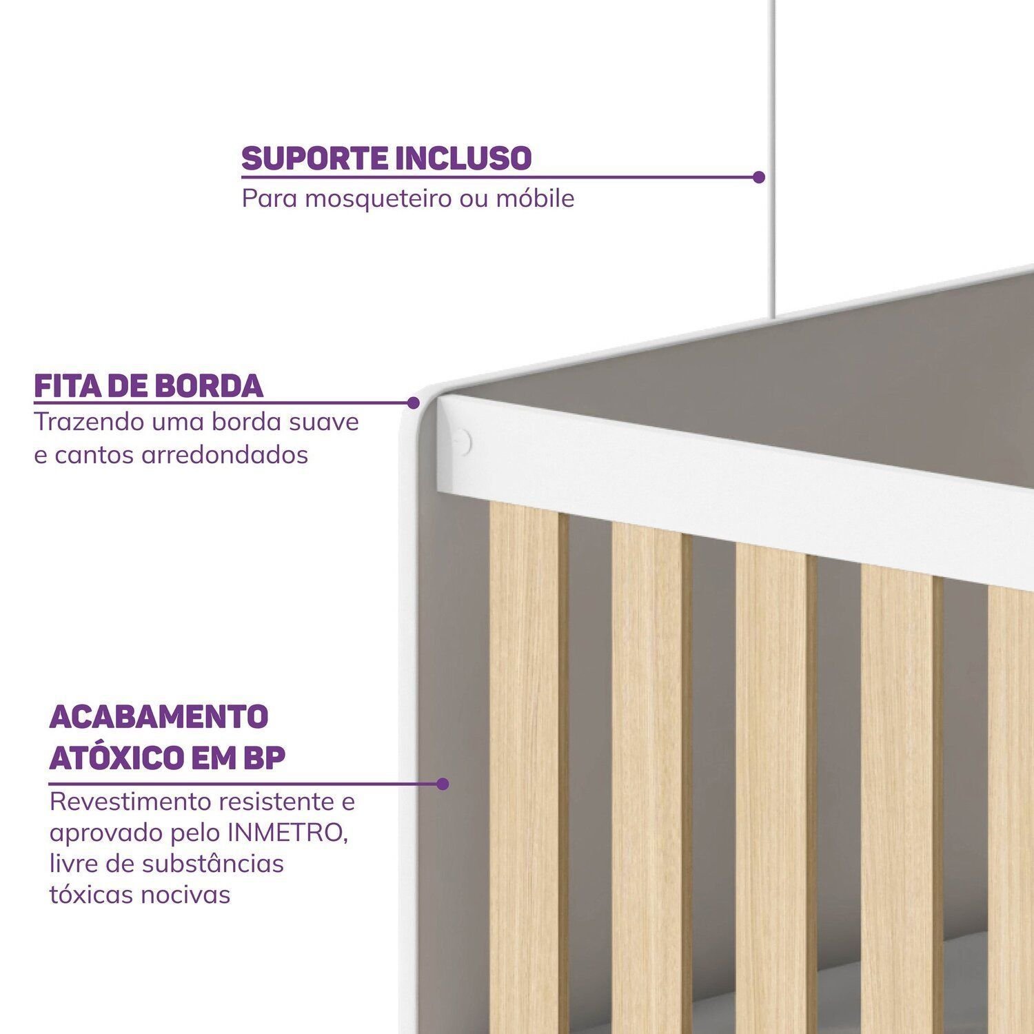 Berço Cama Multifuncional Auri com 2 Gavetas e Cama Auxiliar Casatema - 9