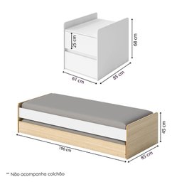 Berço Cama Multifuncional Auri com 2 Gavetas e Cama Auxiliar Casatema - 7