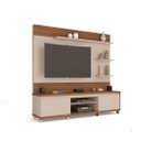 Ver imagem 2 de Home Estante Painel Tv até 60 Polegadas Rodízios 2 Portas Prateleiras Nichos Cedro:off White/freijó