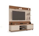 Ver imagem 2 de Home Estante Painel Tv até 60 Polegadas Rodízios 2 Portas Prateleiras Nichos Cedro:off White/freijó