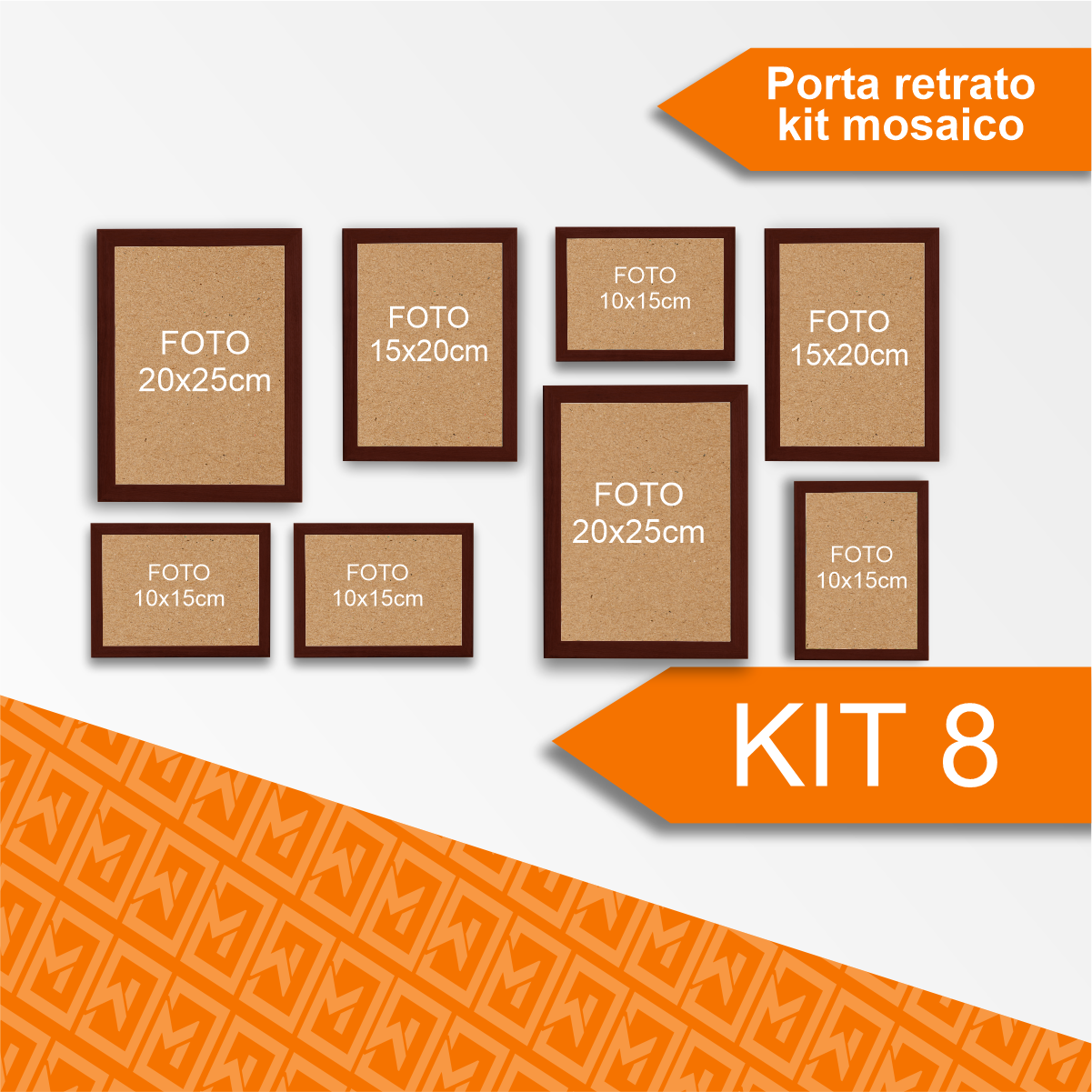 Mosaico de Porta Retrato Kit 8.2 -(15x20 / 20x25 / 10x15) Linha One Vidro Cor:ype - 3