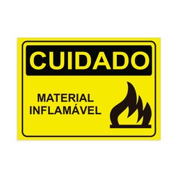 Placa de Sinalização Cuidado Material Inflamável em Pvc - 1