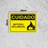 Placa de Sinalização Cuidado Material Inflamável em Pvc - 3