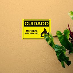 Placa de Sinalização Cuidado Material Inflamável em Pvc - 7
