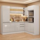 Ver imagem 1 de Armário de Cozinha Completa de Canto 100% Mdf 377cm Smart Branco Brilhante Madesa 01 Branco