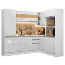 Ver imagem 2 de Armário de Cozinha Completa de Canto 100% Mdf 377cm Smart Branco Brilhante Madesa 01 Branco