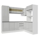 Ver imagem 4 de Armário de Cozinha Completa de Canto 100% Mdf 377cm Smart Branco Brilhante Madesa 01 Branco