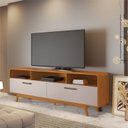 Ver imagem 1 de Rack para TV até 70 Polegadas MDF 200cm Pés em Madeira Maciça Cristal Candian X41CM Marrom