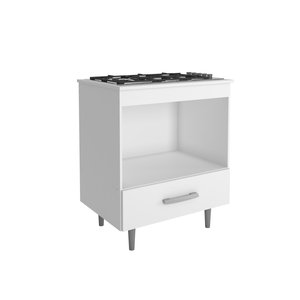 Balcão Cozinha para Cooktop 72 Cm com 1 Gaveta Luxo Compacto Balcão Moderno Branco
