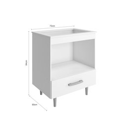 Balcão Cozinha para Cooktop 72 Cm com 1 Gaveta Luxo Compacto Balcão Moderno Branco - 2